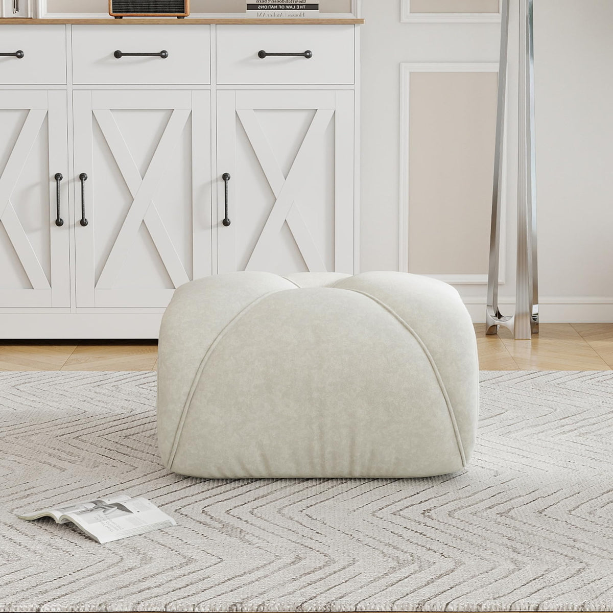 Sofá de esquina en forma de L de 4 plazas con reposapiés, sofá modular Cloud sin marcos de chenilla, sofá de estar suave, antideslizante, combinable de forma flexible, sin montaje, salón color