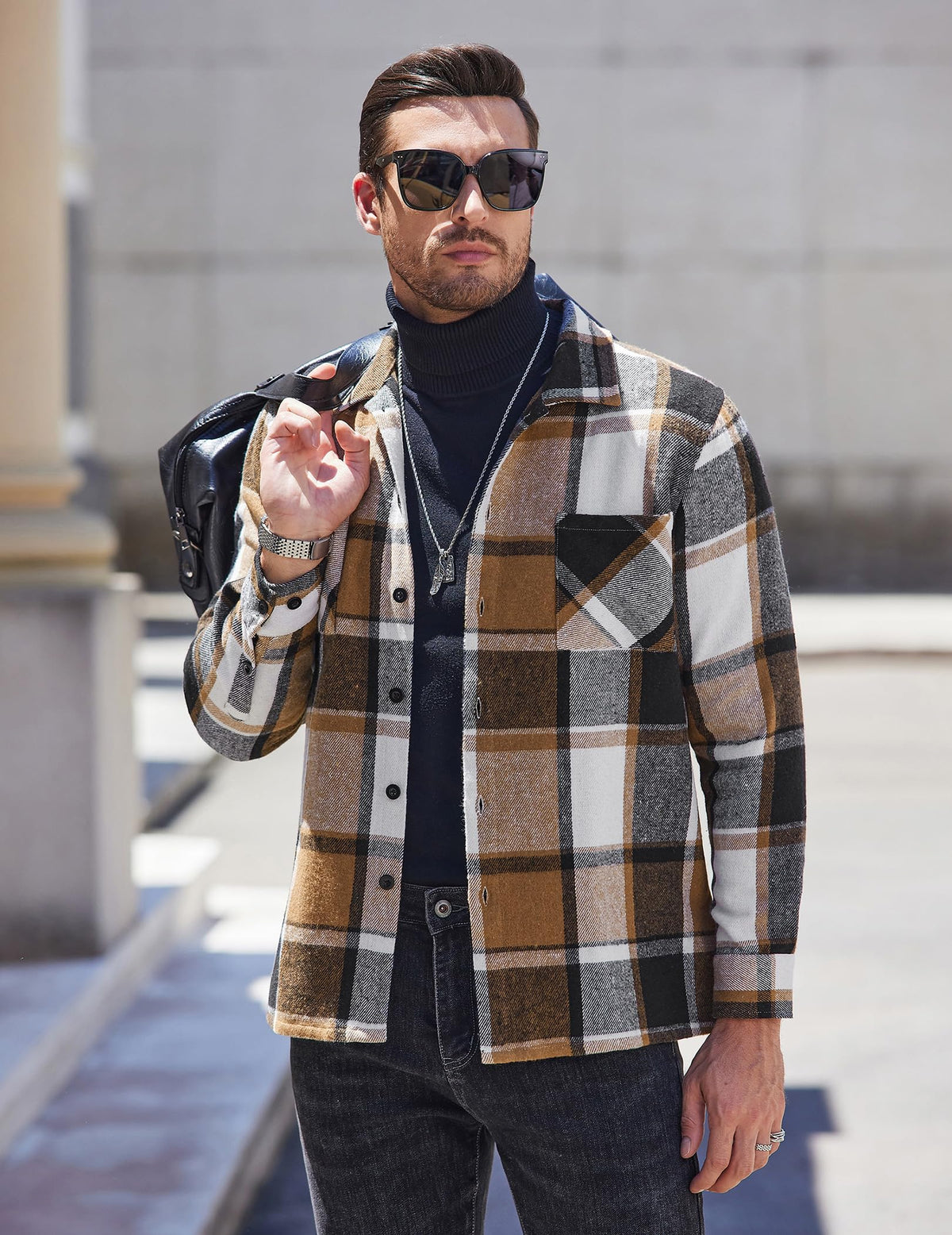 COOFANDY Sobrecamisa Hombre a Cuadros Chaqueta Leñador Casual
