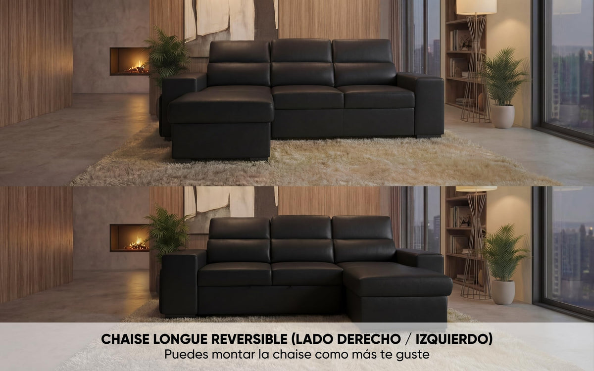 BUDWING John Sofá Cama Esquinero 4 Plazas - Chaise Longue Reversible, Reposacabezas Ajustable y 2 Pufs – Tapizado en Poliéster – Estilo Moderno – 263x161x96 cm – Gris Claro