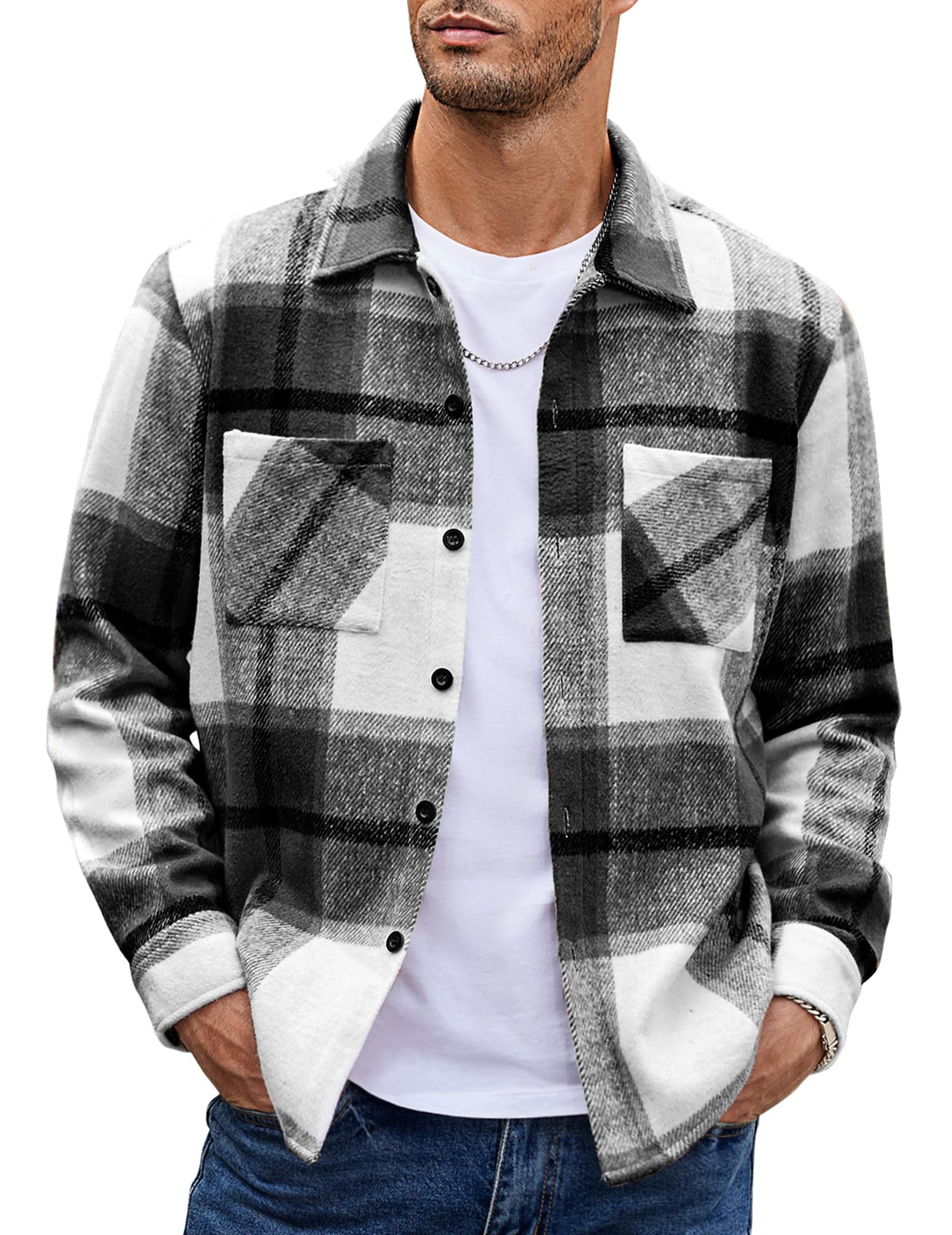 COOFANDY Sobrecamisa Hombre a Cuadros Chaqueta Leñador Casual
