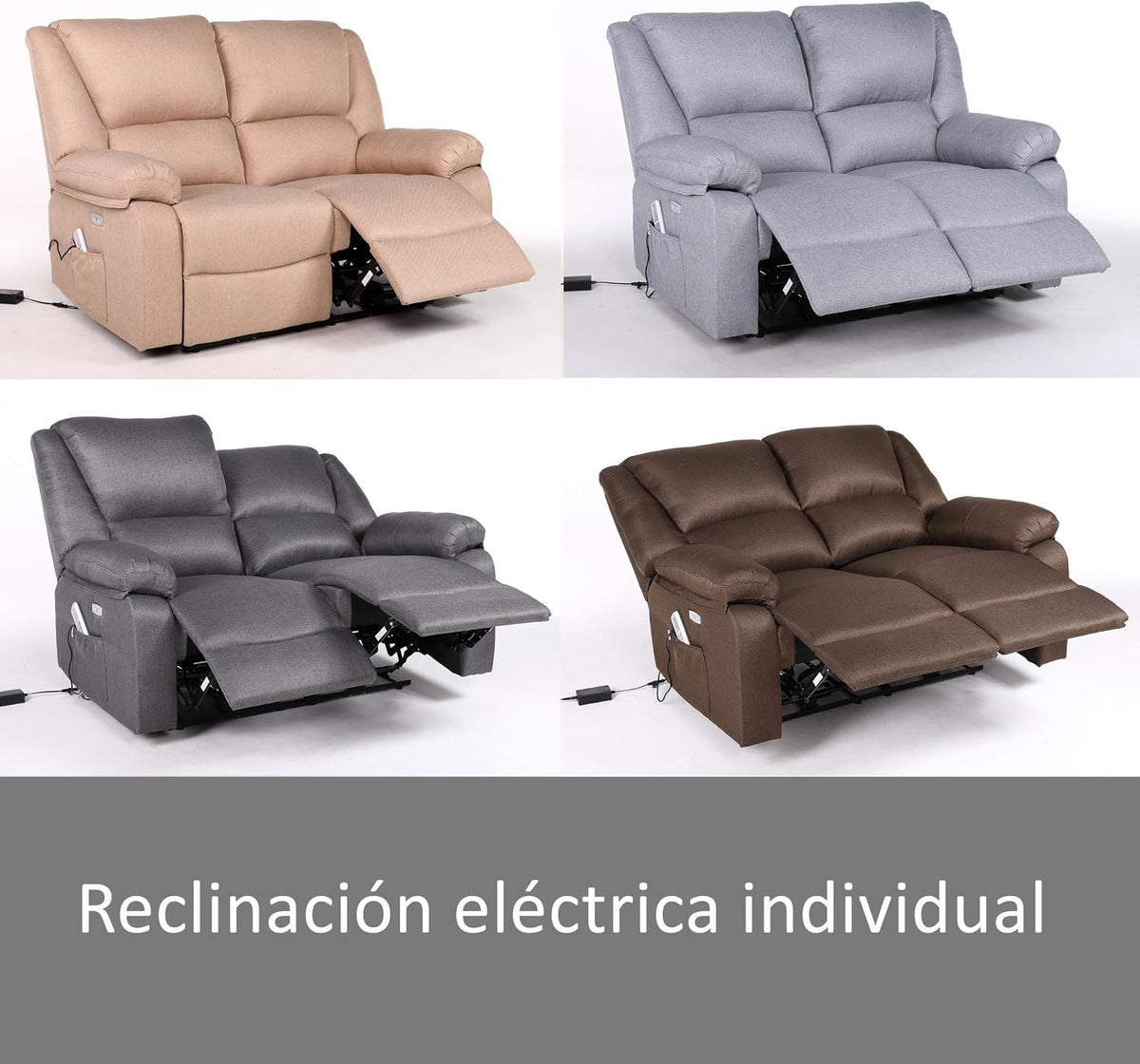 ECODE® Sofa 2 Plazas de Tela con Reclinacion Electrica y Masaje