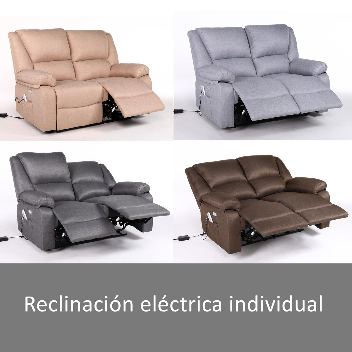 ECODE® Sofa 2 Plazas de Tela con Reclinacion Electrica y Masaje