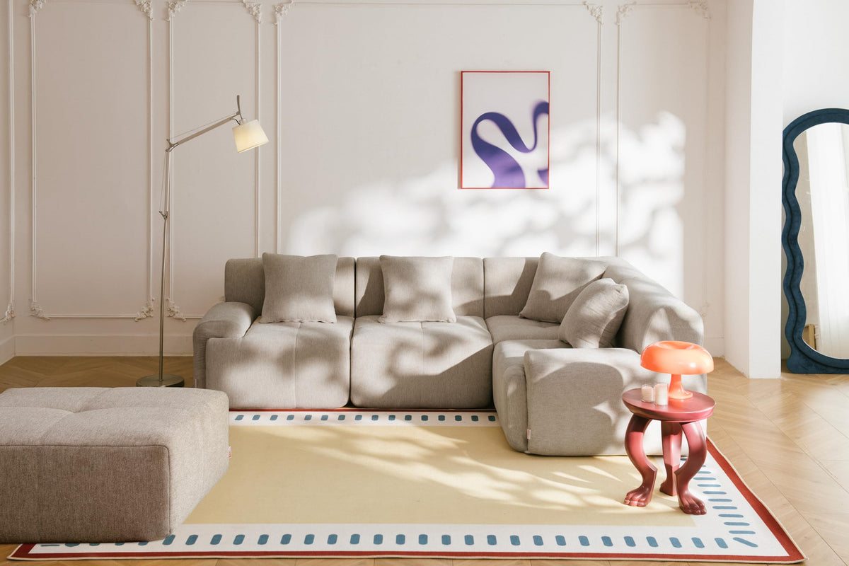 Sofá Modular 3 plazas con Chaise Longue, tapizado en Chenilla, Fundas de Cojines desenfundables (Gris Mineral, 3 plazas con Chaise Longue)
