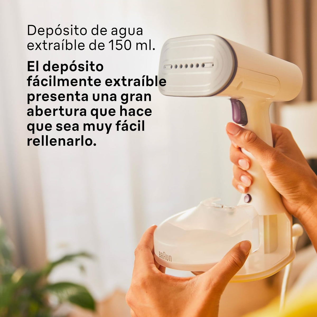 Braun QuickStyle 5 GS5011PU, Plancha Vertical con Doble Placa FreeGlide 3D, Steamer Vertical con Calentamiento Rápido, Vapor 22 g/min, Capacidad 150 ml, 1200W, Blanco/Violeta