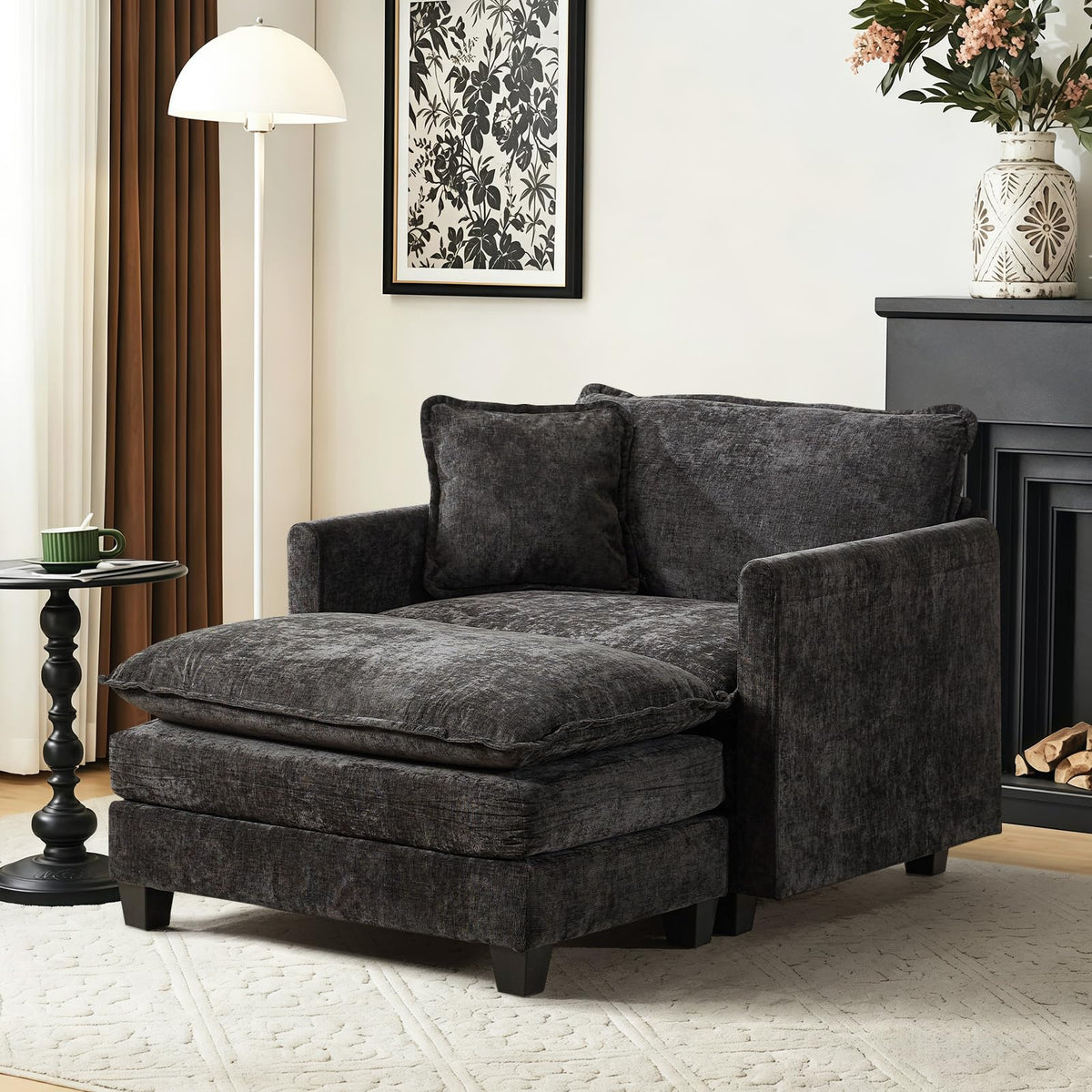 Sofá Modular Modular de 380.0 cm en Forma de L, sofás Convertibles de Gran tamaño, sofá de felpilla de 4 plazas con Asiento Profundo SleeperCloud con Almohadas y 2 otomanas para Sala de