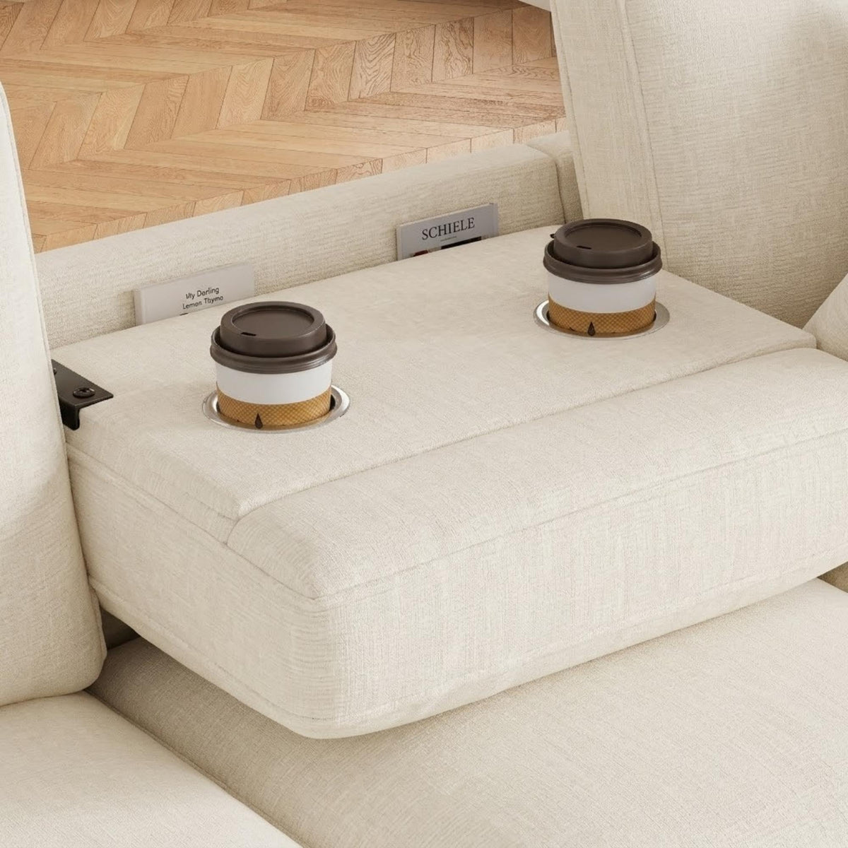 Sofá moderno de chenilla en forma de U con chaise longue, sofá esquinero de 4 plazas con espacio de almacenamiento, puerto USB y tipo C, modular, con soporte para bebidas y cojines suaves