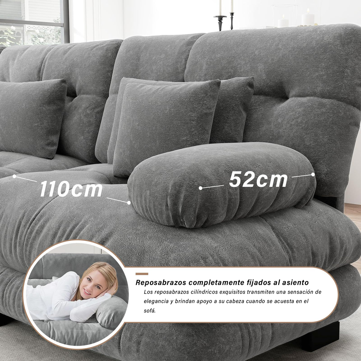 SoarFlash Sofá U Modular de 4 plazas para salón Moderno, sofá Nube de Tela Chenille con reposabrazos, Color Amarillo, 145×406 cm