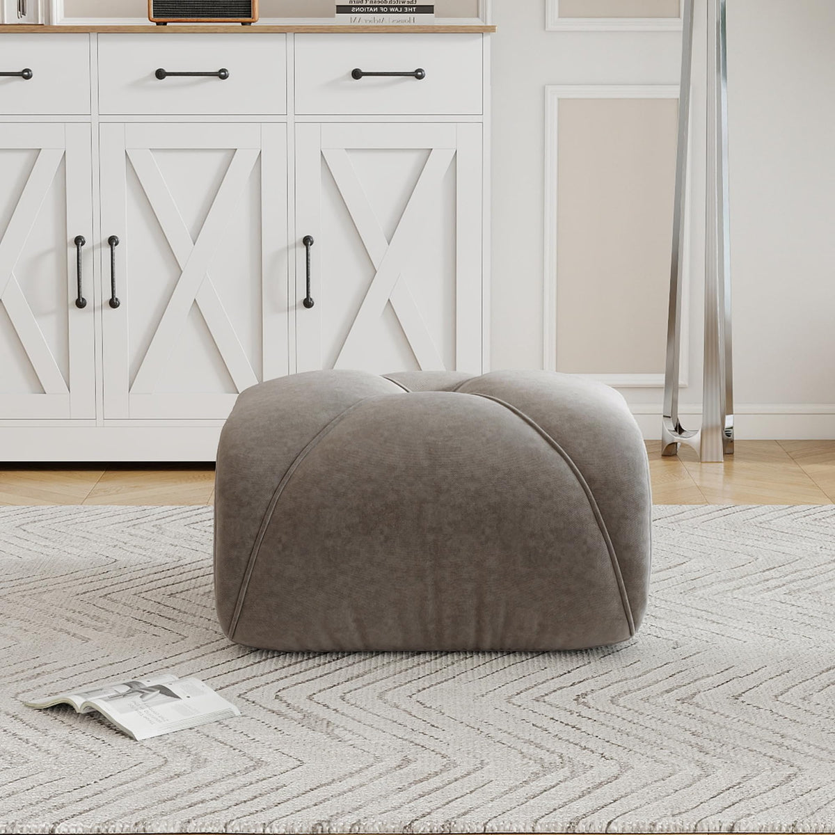 Sofá de esquina en forma de L de 4 plazas con reposapiés, sofá modular Cloud sin marcos de chenilla, sofá de estar suave, antideslizante, combinable de forma flexible, sin montaje, salón color