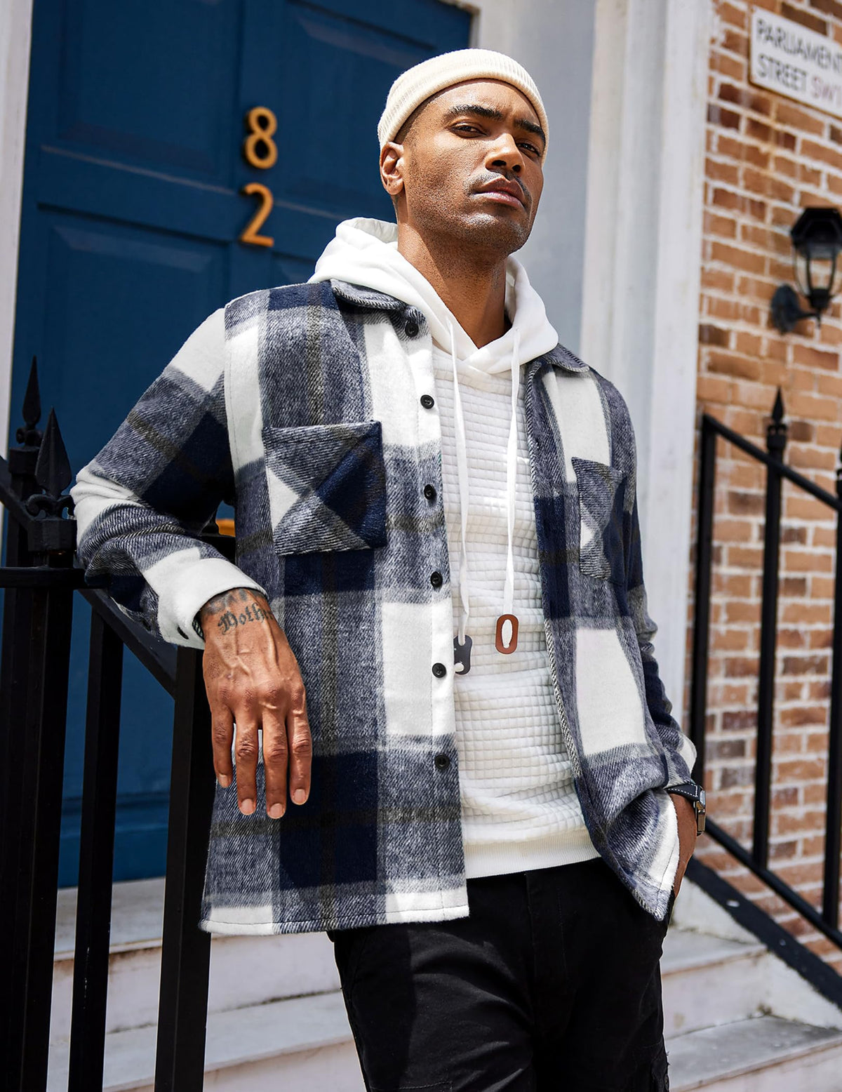COOFANDY Sobrecamisa Hombre a Cuadros Chaqueta Leñador Casual