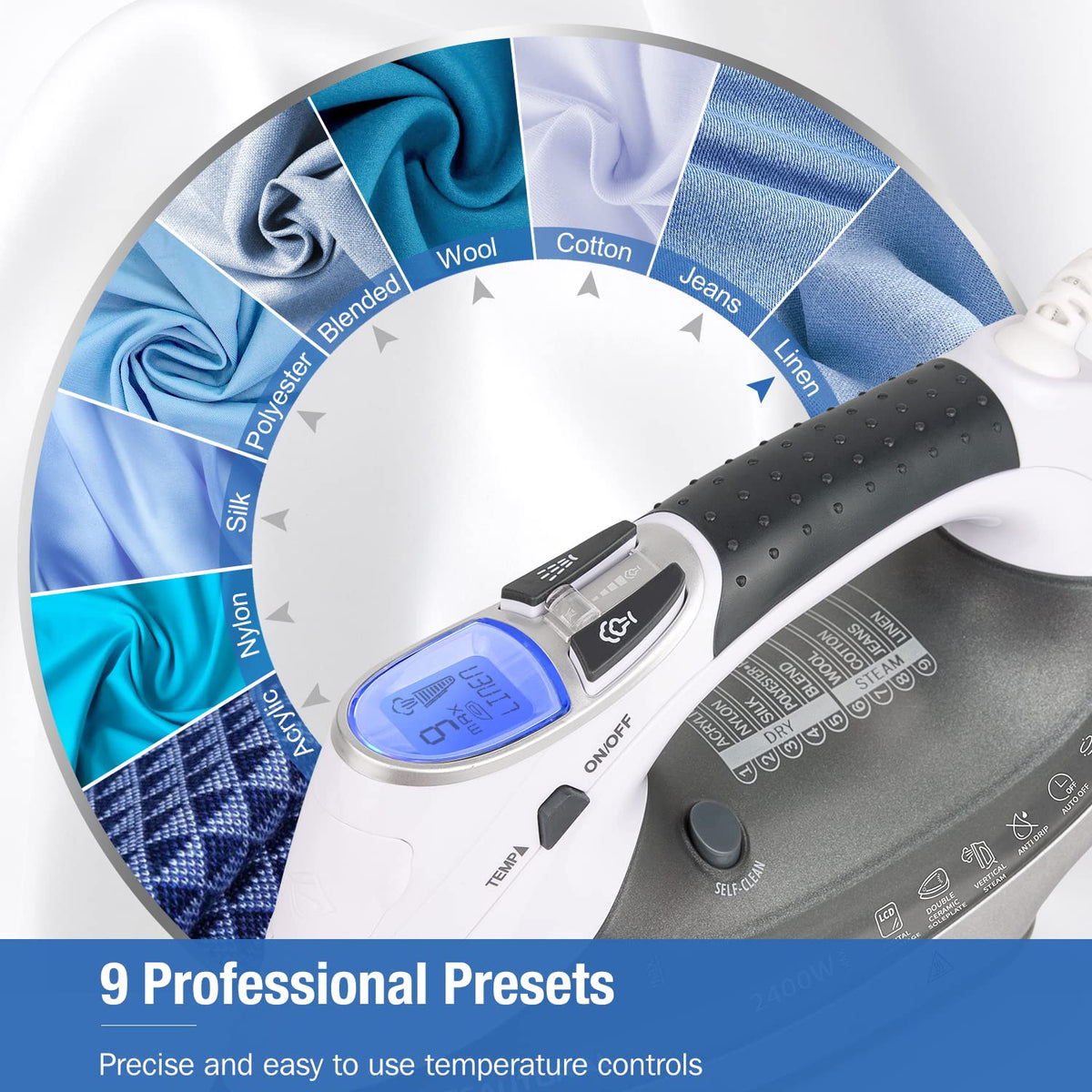 BEAUTURAL Plancha Ropa a Vapor con Dial de Termostato de Precisión, 2600W