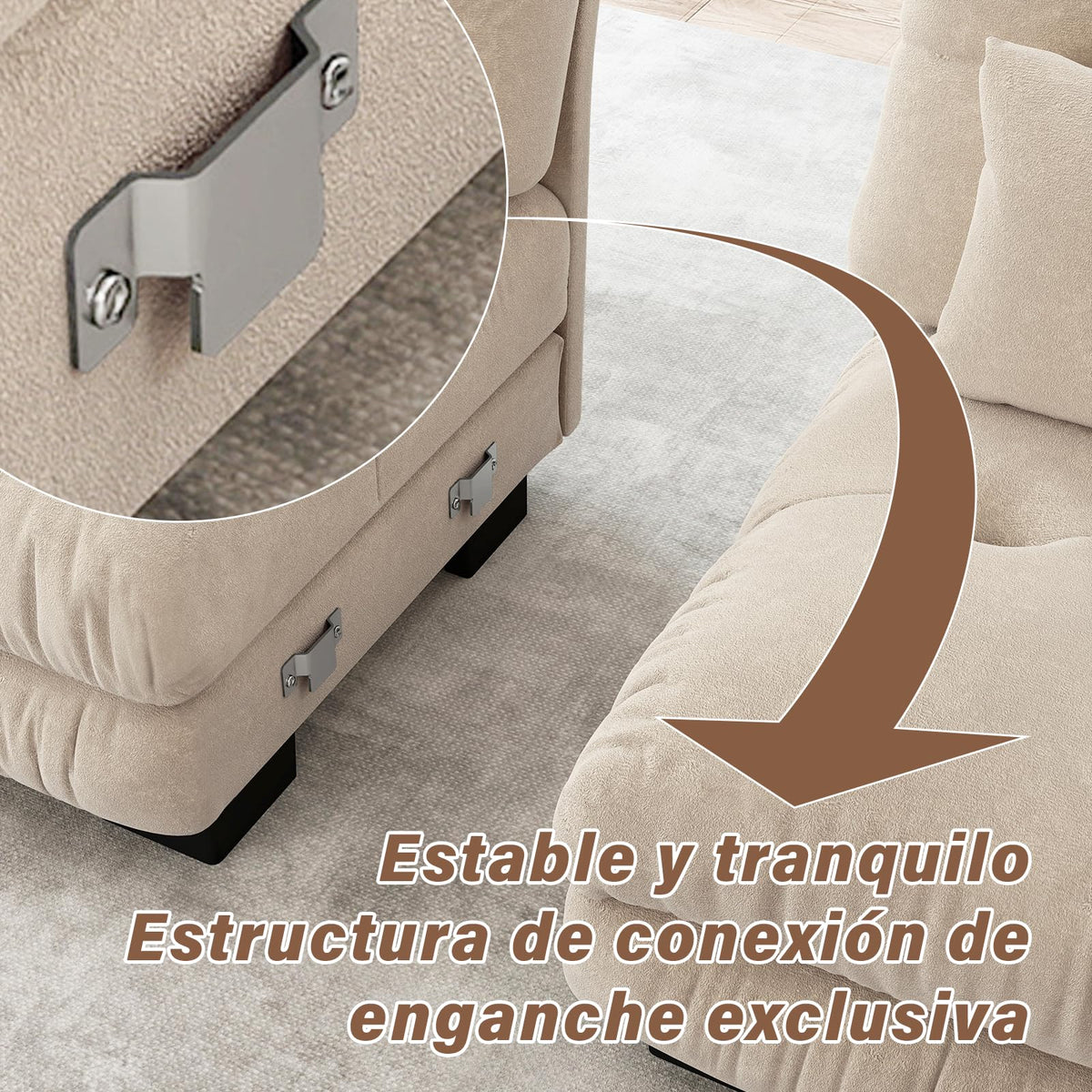 SoarFlash Sofá U Modular de 4 plazas para salón Moderno, sofá Nube de Tela Chenille con reposabrazos, Color Amarillo, 145×406 cm