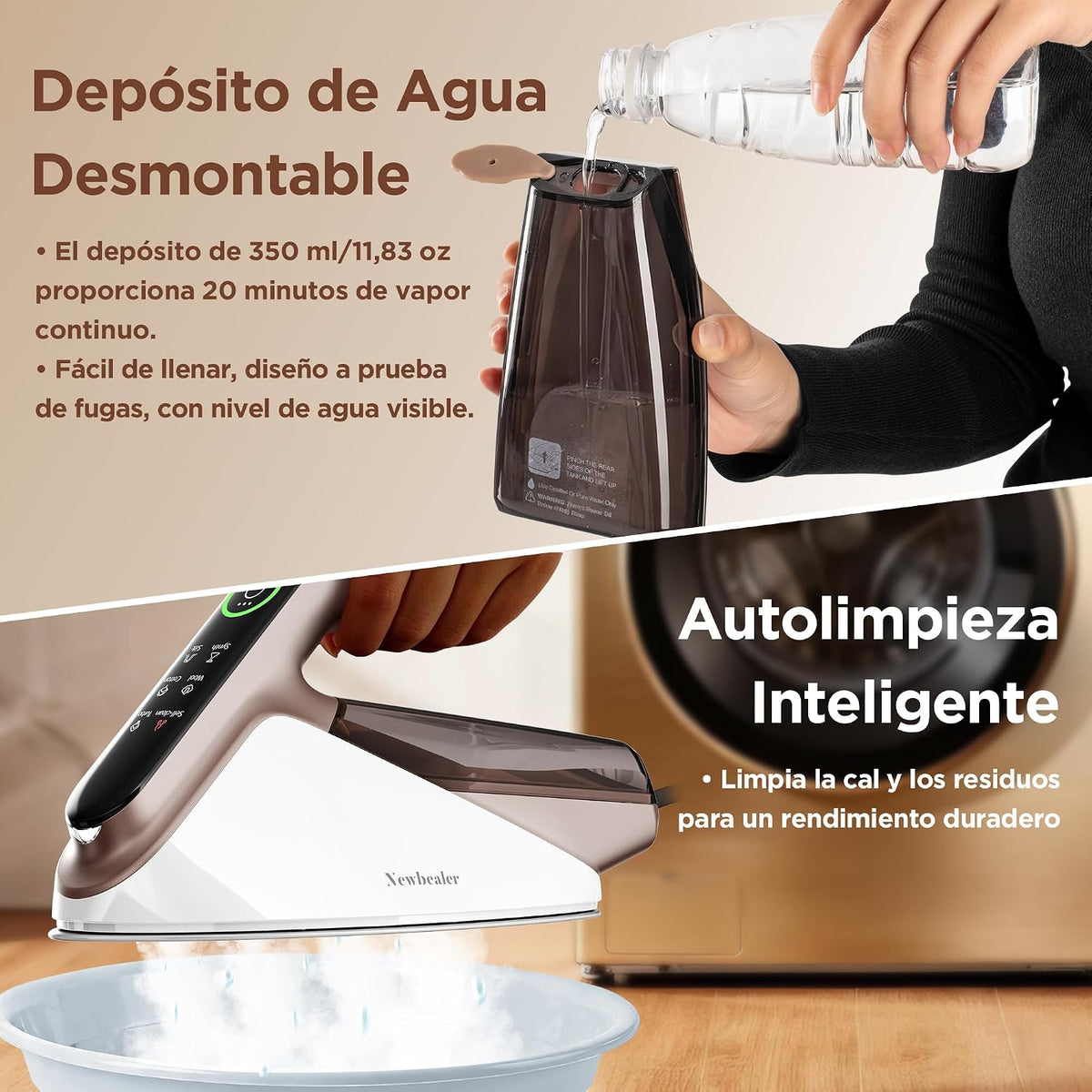 Newbealer Plancha de Vapor 2300W con Turbo Vapor,4 Temperaturas