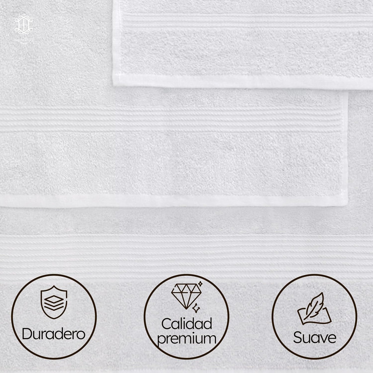 Luxe Set de Toallas 100% Algodón - 8 Piezas, 3 tamaños (30×30, 40×70 y 65×137 cm) - Suaves, absorbentes y de fácil Cuidado, Blanco