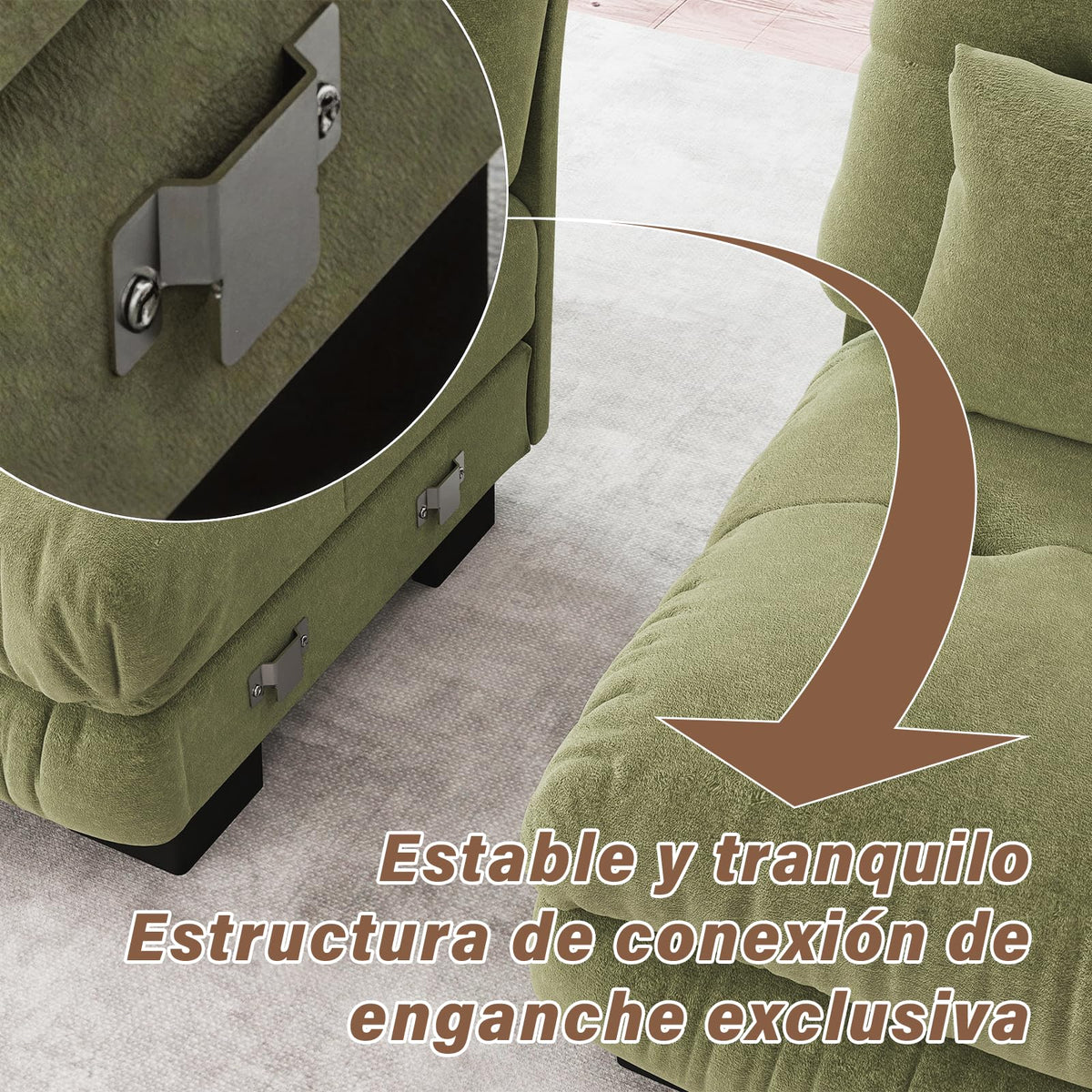 SoarFlash Sofá U Modular de 4 plazas para salón Moderno, sofá Nube de Tela Chenille con reposabrazos, Color Amarillo, 145×406 cm