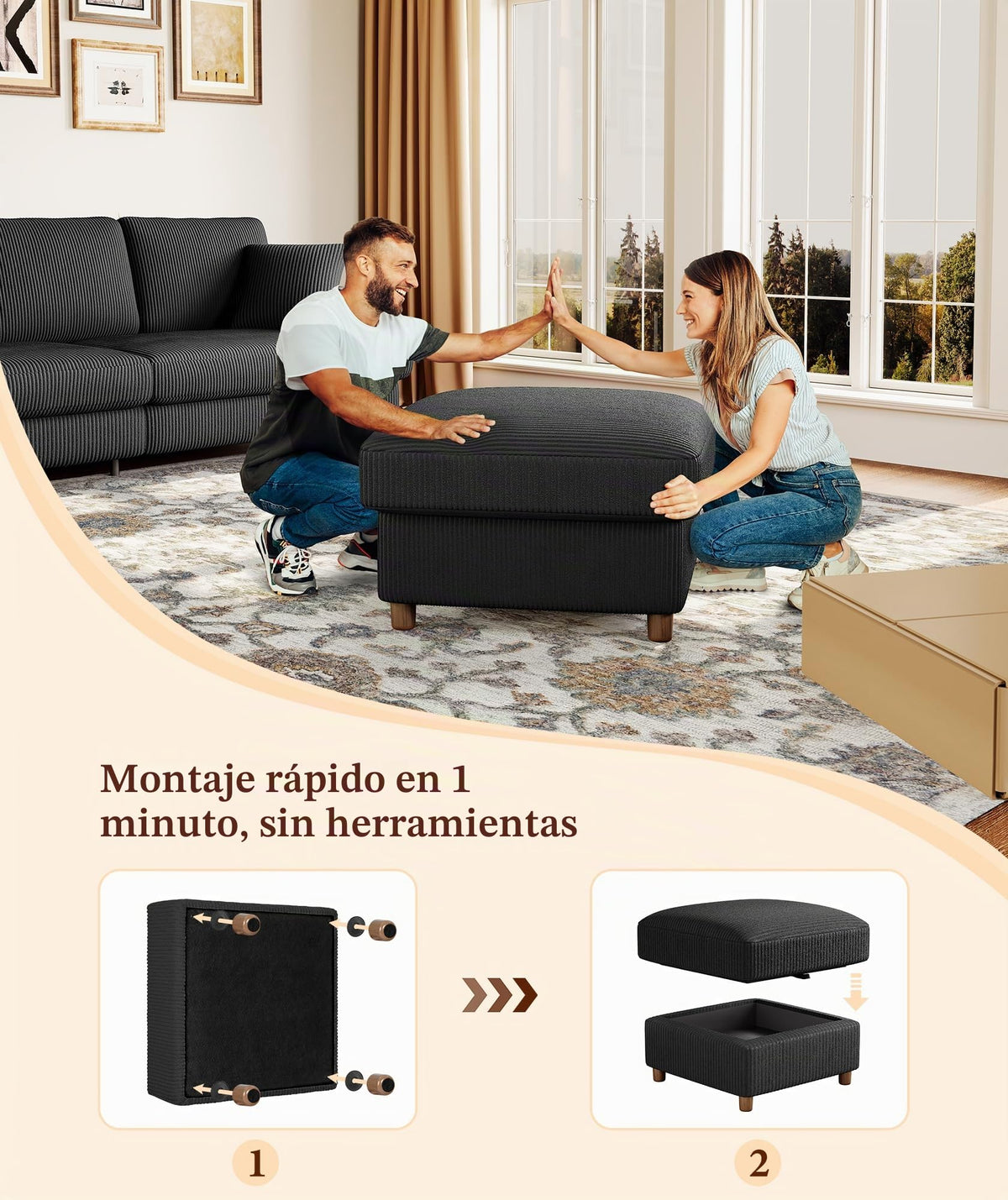 Kidirect Sofá de Pana de 3 plazas, 221 cm cómodo sofá de 53 cm Asientos Extra Profundos, sofá de salón Montaje sin Herramientas sofá Grande con 2 Cojines, sofá Moderno para Oficina,Verde Bosque