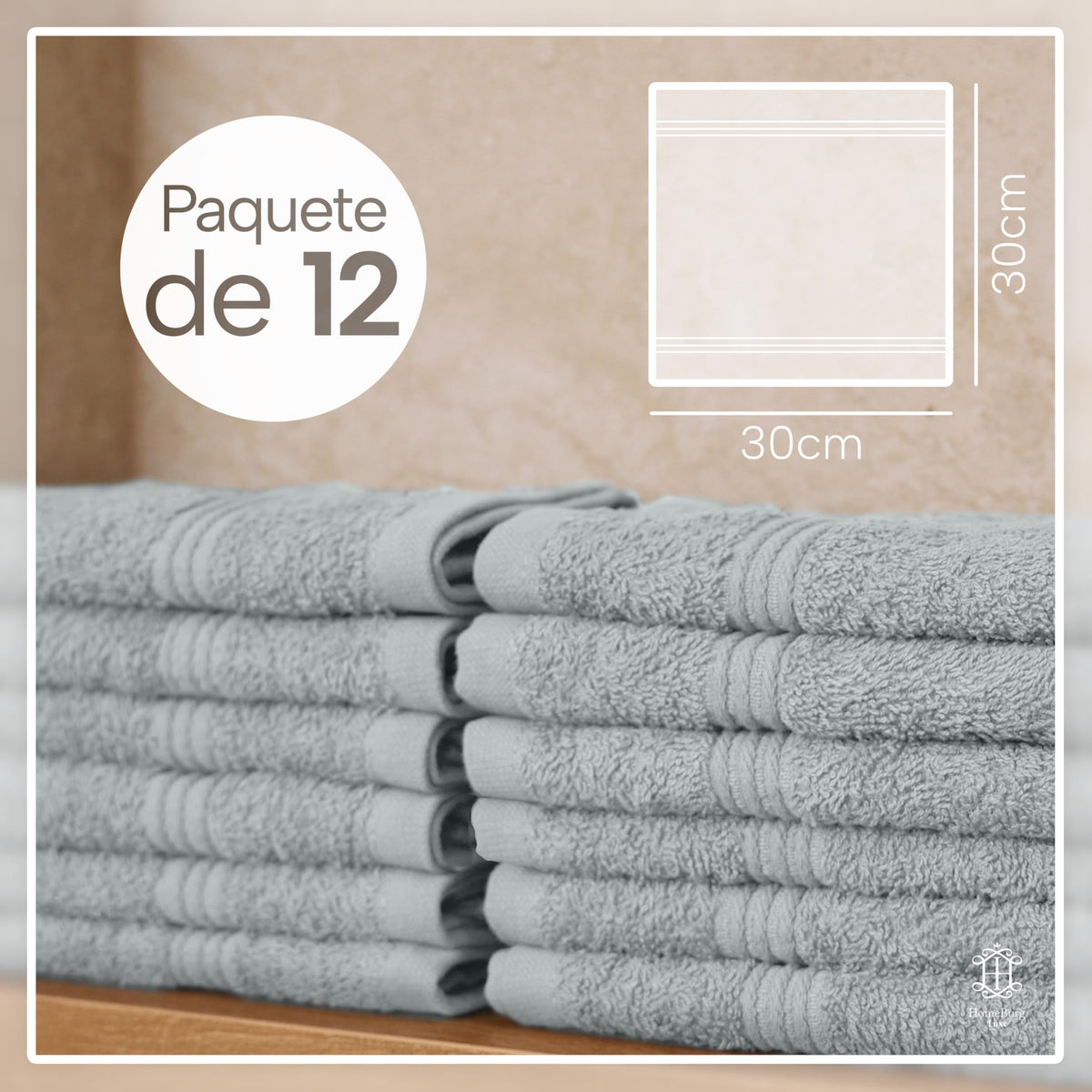 Luxe Set de 12 Toallas de Mano (Gants de Toilette) – 100% Algodón, Suaves & Absorbentes, Fáciles de Mantener, Premium para el Rostro, 30×30 cm, Verde Salvia