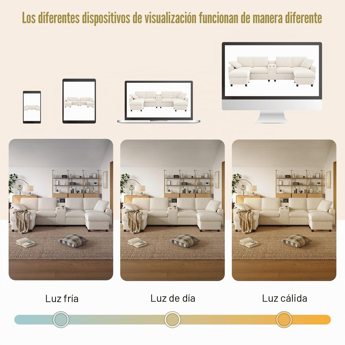 Sofá moderno de chenilla en forma de U con chaise longue, sofá esquinero de 4 plazas con espacio de almacenamiento, puerto USB y tipo C, modular, con soporte para bebidas y cojines suaves