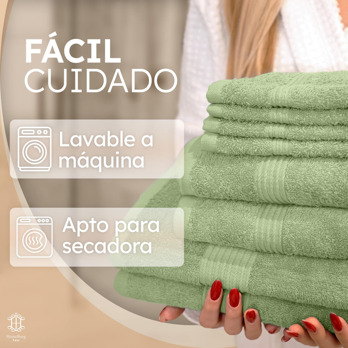 Luxe Set de Toallas 100% Algodón - 8 Piezas, 3 tamaños (30×30, 40×70 y 65×137 cm) - Suaves, absorbentes y de fácil Cuidado, Blanco