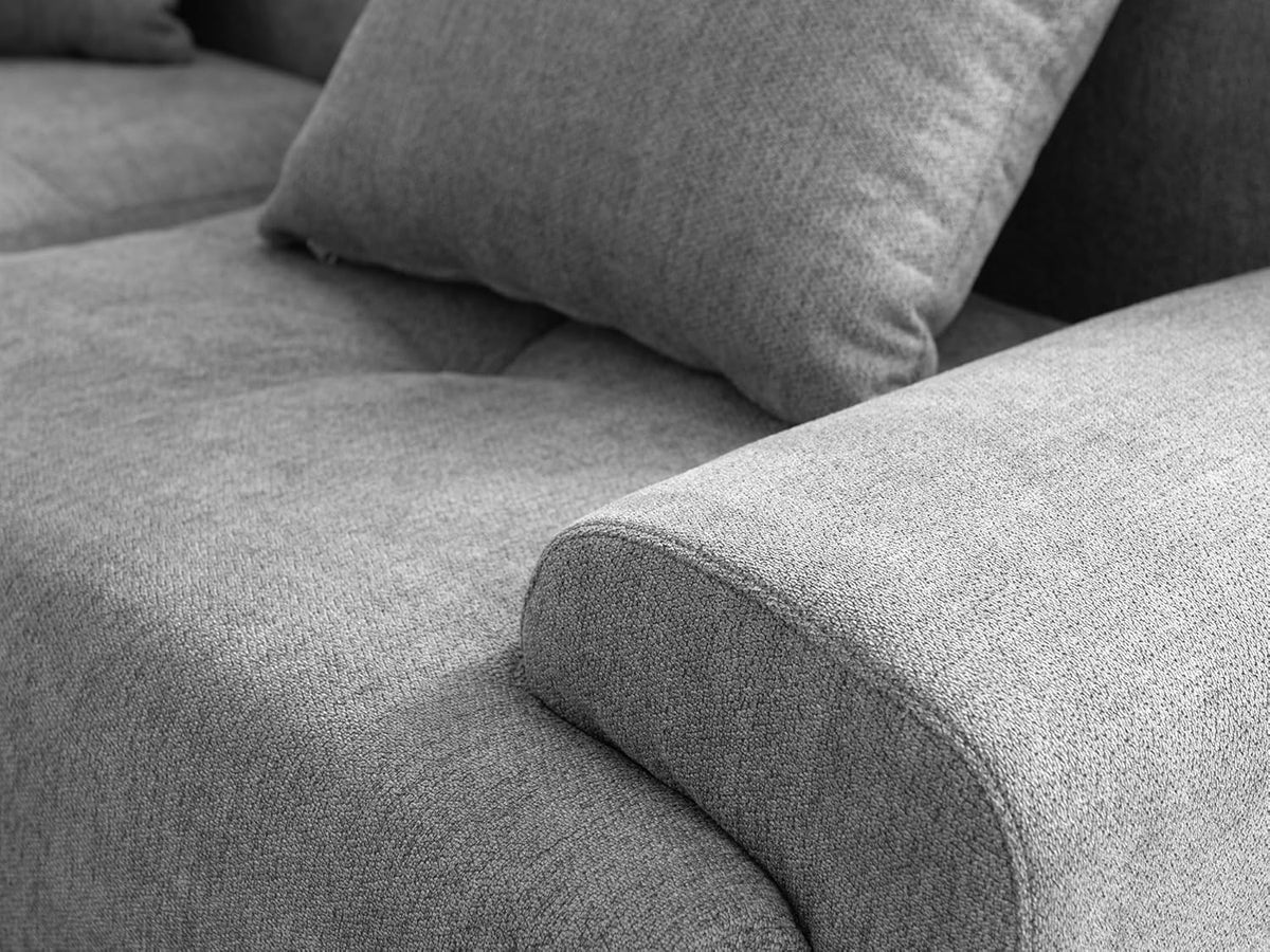 Sofá Modular 3 plazas con Chaise Longue, tapizado en Chenilla, Fundas de Cojines desenfundables (Gris Mineral, 3 plazas con Chaise Longue)