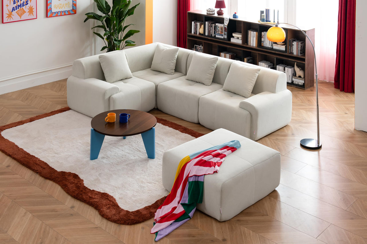 Sofá Modular 3 plazas con Chaise Longue, tapizado en Chenilla, Fundas de Cojines desenfundables (Gris Mineral, 3 plazas con Chaise Longue)