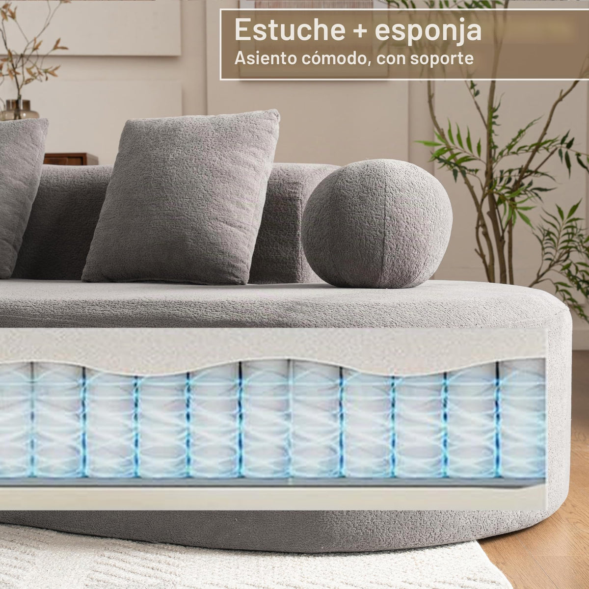 Bladez Sofá esquinero moderno curvado de 5 plazas, sofá modular de terciopelo, diseño curvado, cómodo sofá tapizado, cómodo sofá tapizado con cojines, adecuado para salón y apartamento, color blanco