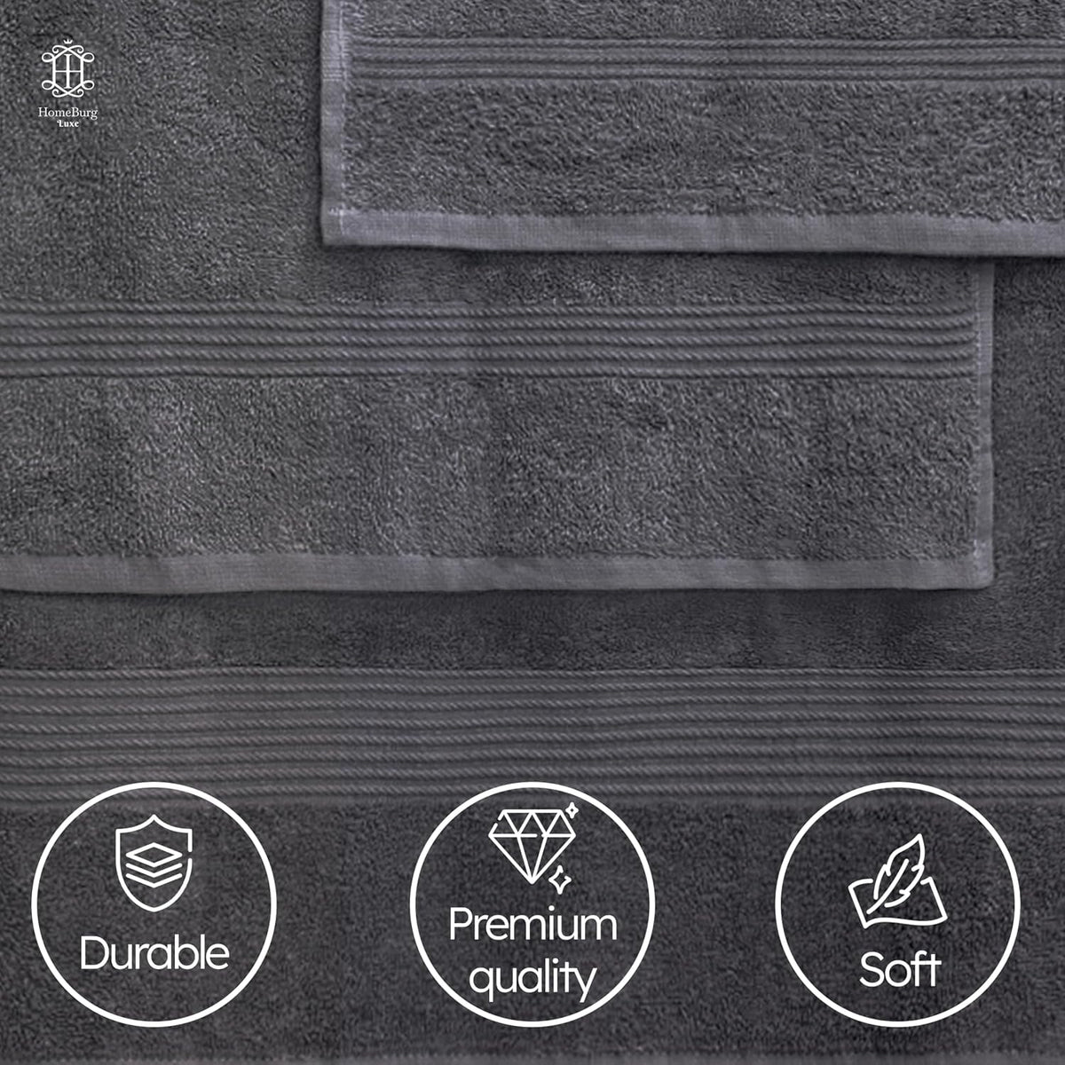 Luxe Set de Toallas 100% Algodón - 8 Piezas, 3 tamaños (30×30, 40×70 y 65×137 cm) - Suaves, absorbentes y de fácil Cuidado, Blanco