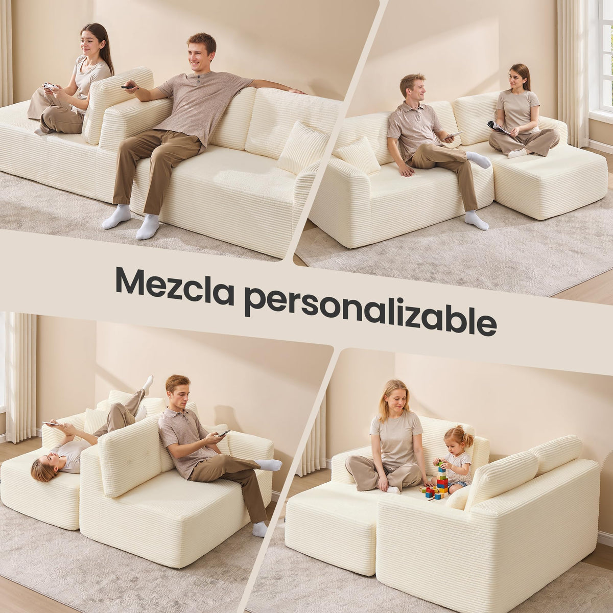 VASAGLE Sofá con Chaise Longue, Esquinero de Pana, Diseño Modular de 3 Plazas, 242 x 152 x 73 cm, Negro, para Salón, Colección Camila LCS183B101
