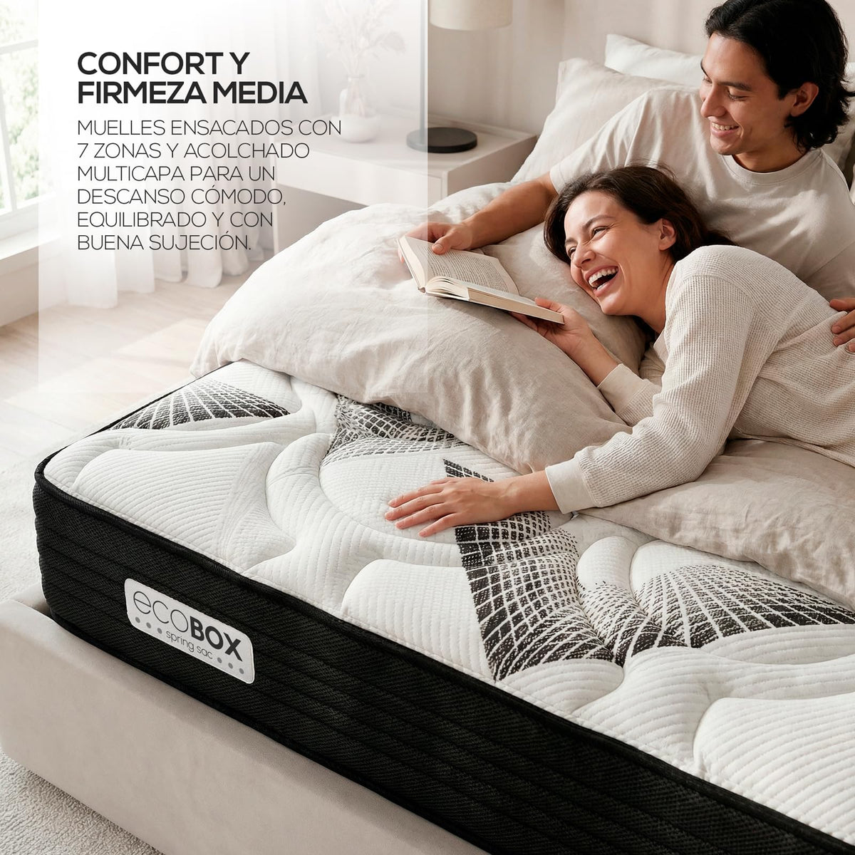 Duérmete Online - Colchón Viscoelástico Selene, Confort Óptimo, Soporte Ergonómico para la Espalda, Altura 30 cm, Alta Firmeza, Antiácaros, Antibacteriano e Hipoalergénico 90 x 190