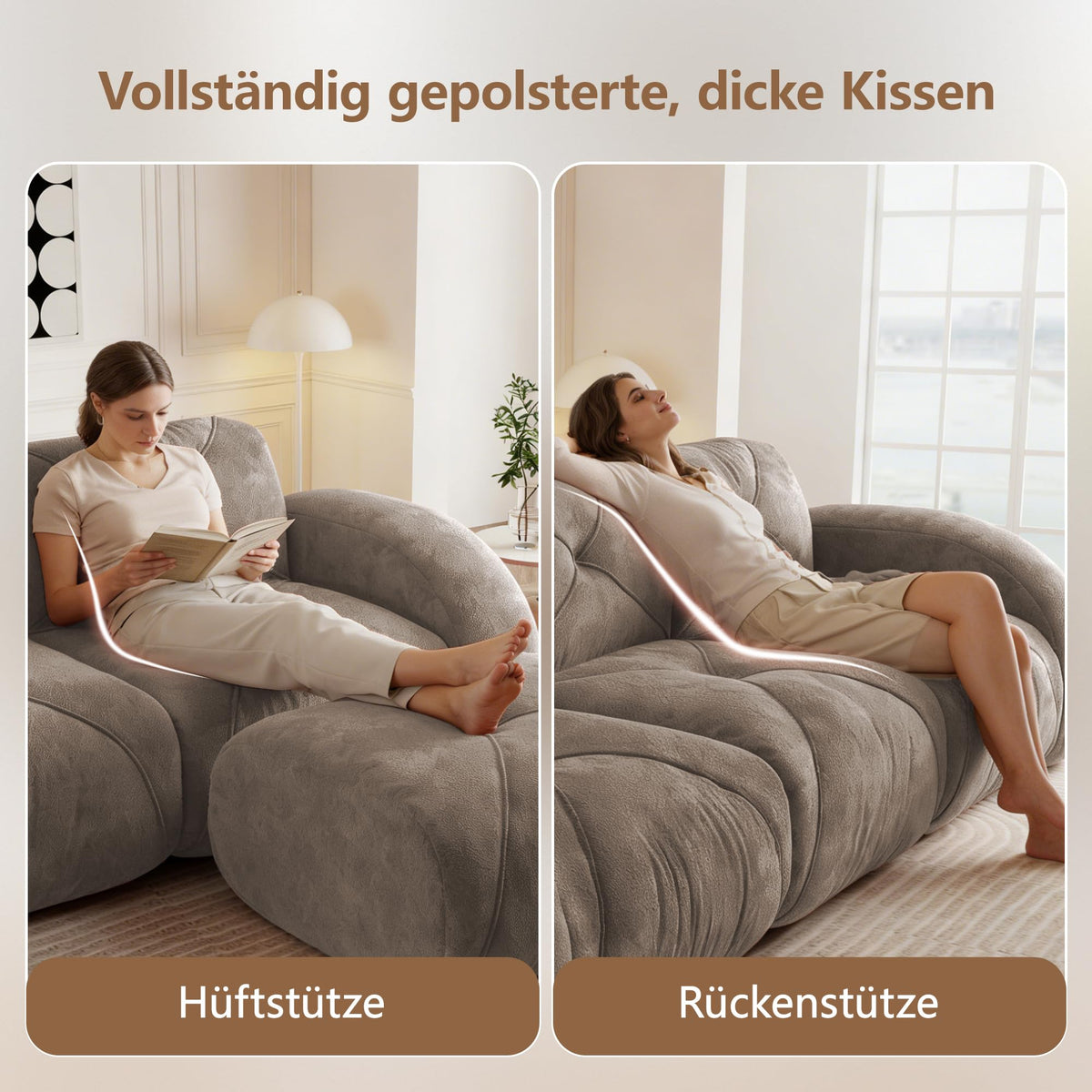 Sofá de esquina en forma de L de 4 plazas con reposapiés, sofá modular Cloud sin marcos de chenilla, sofá de estar suave, antideslizante, combinable de forma flexible, sin montaje, salón color