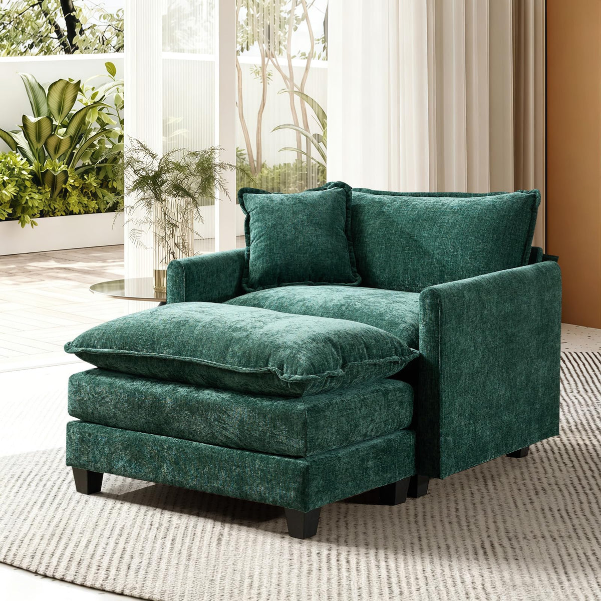 Sofá Modular Modular de 380.0 cm en Forma de L, sofás Convertibles de Gran tamaño, sofá de felpilla de 4 plazas con Asiento Profundo SleeperCloud con Almohadas y 2 otomanas para Sala de