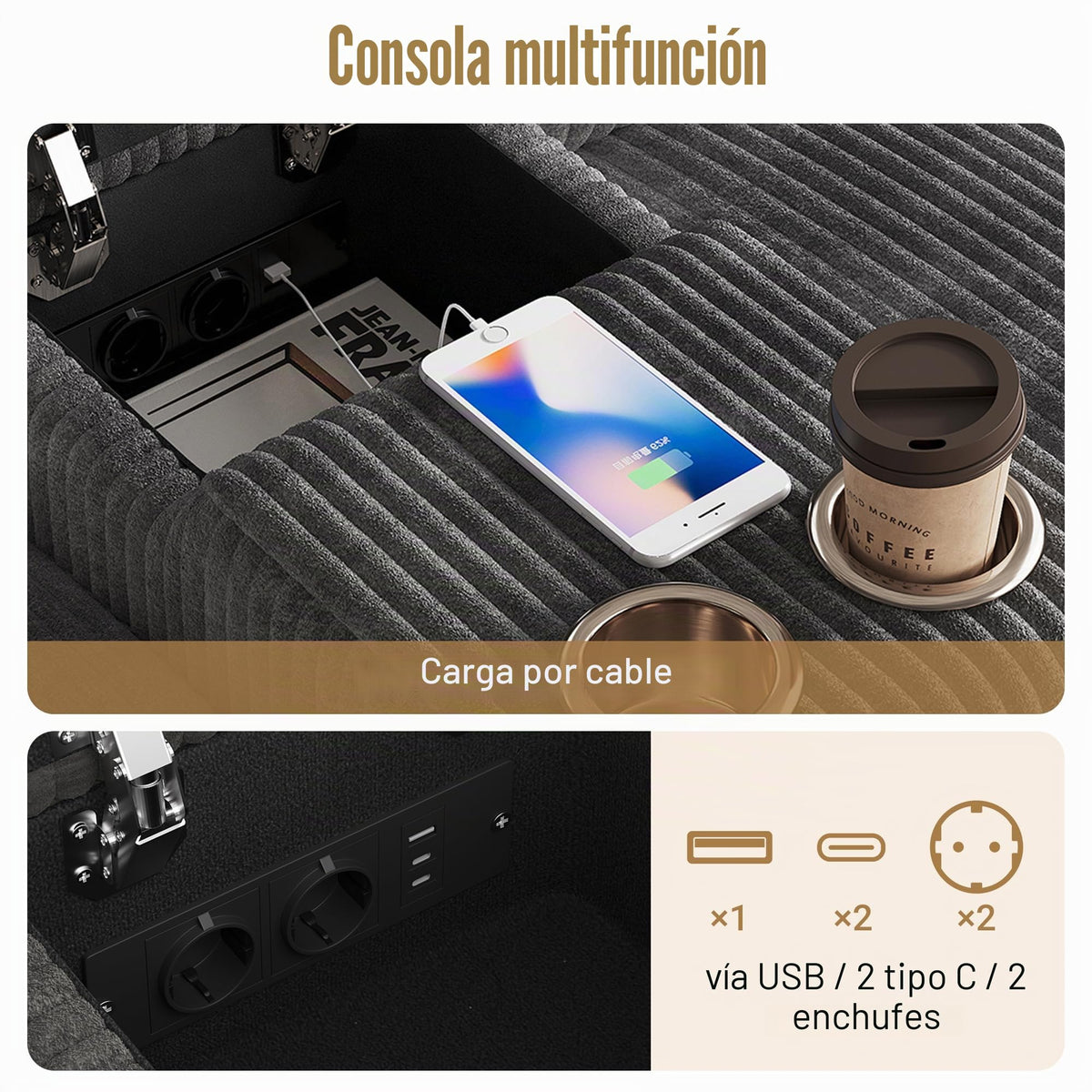 Sapgaks Sofá Seccional en U Moderno,Sofá 4 plazas,Mueble Acolchado de diseño Moderno,Tela de Chenilla (Beige)