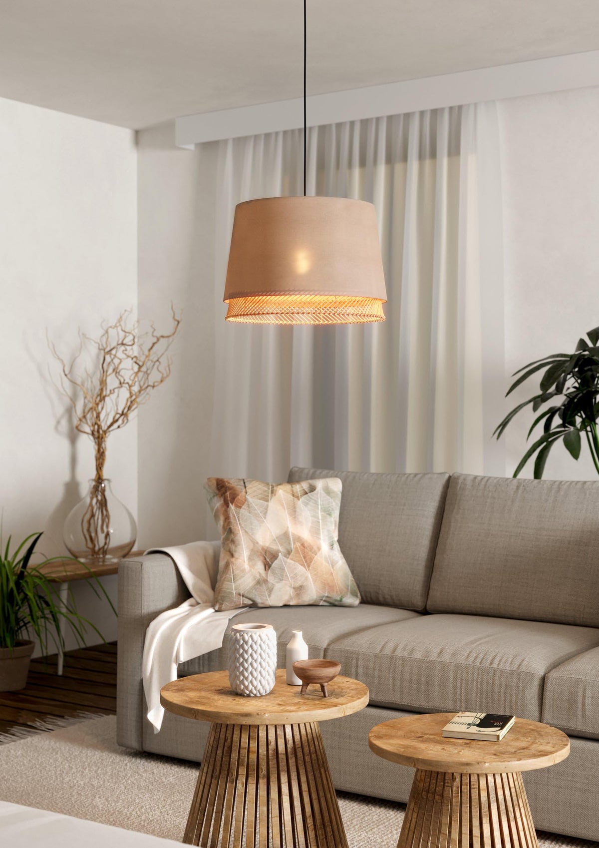 Eglo Tabley Lámpara de techo de estilo natural, adecuada para colocar