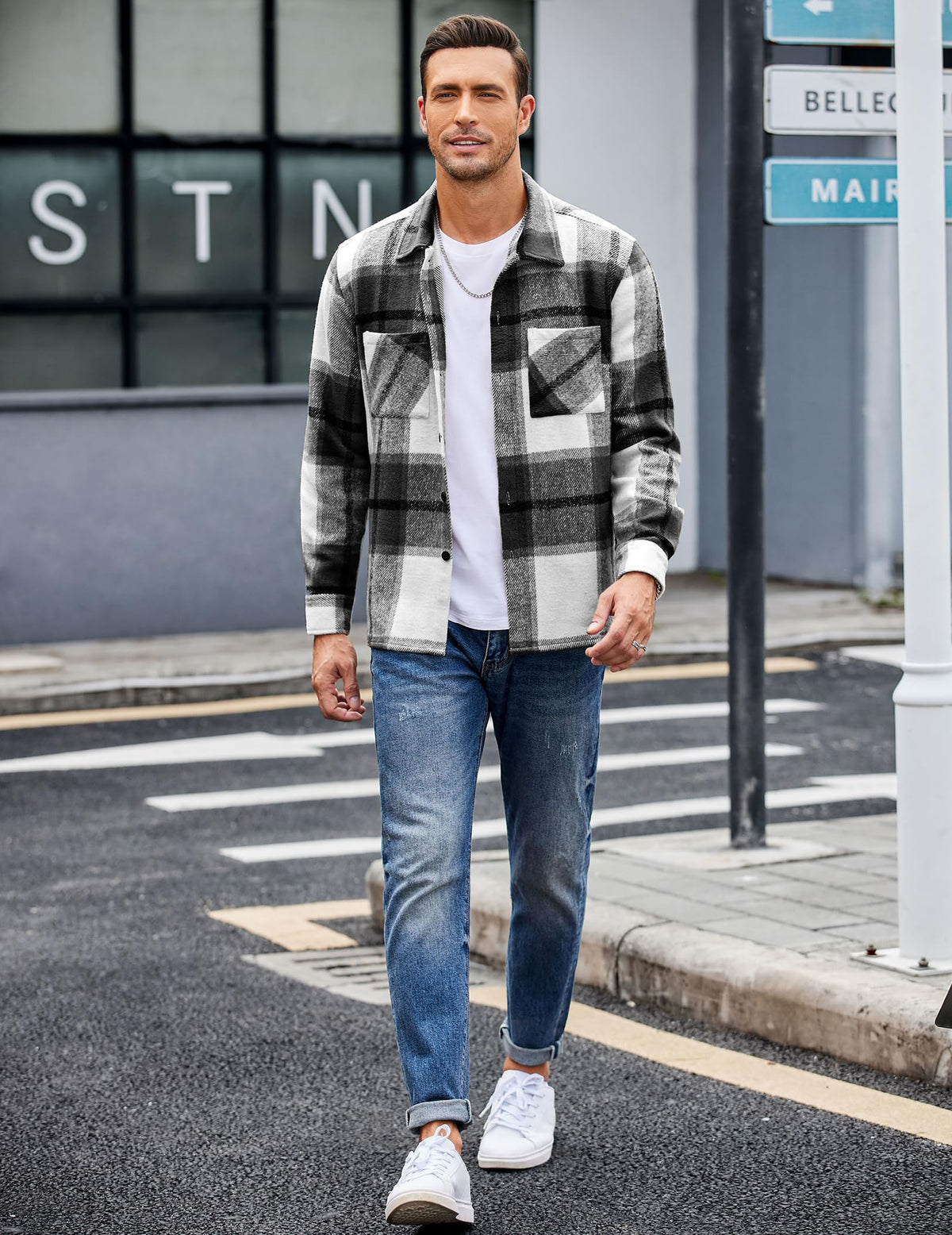 COOFANDY Sobrecamisa Hombre a Cuadros Chaqueta Leñador Casual