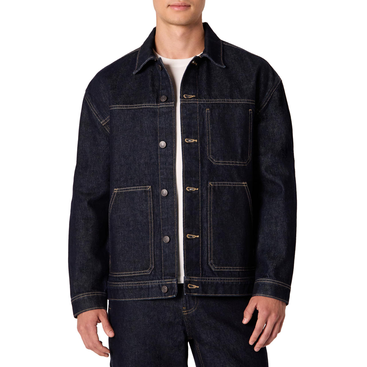 Amazon Essentials Hombre Chaqueta Funcional Vaquera Rígida de Corte Holgado