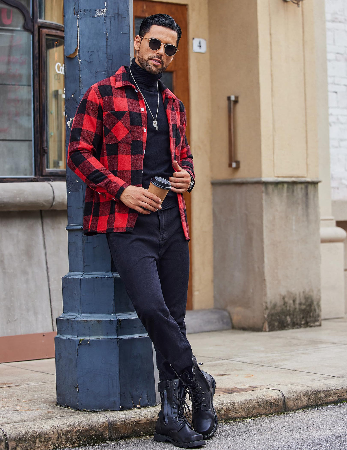 COOFANDY Sobrecamisa Hombre a Cuadros Chaqueta Leñador Casual