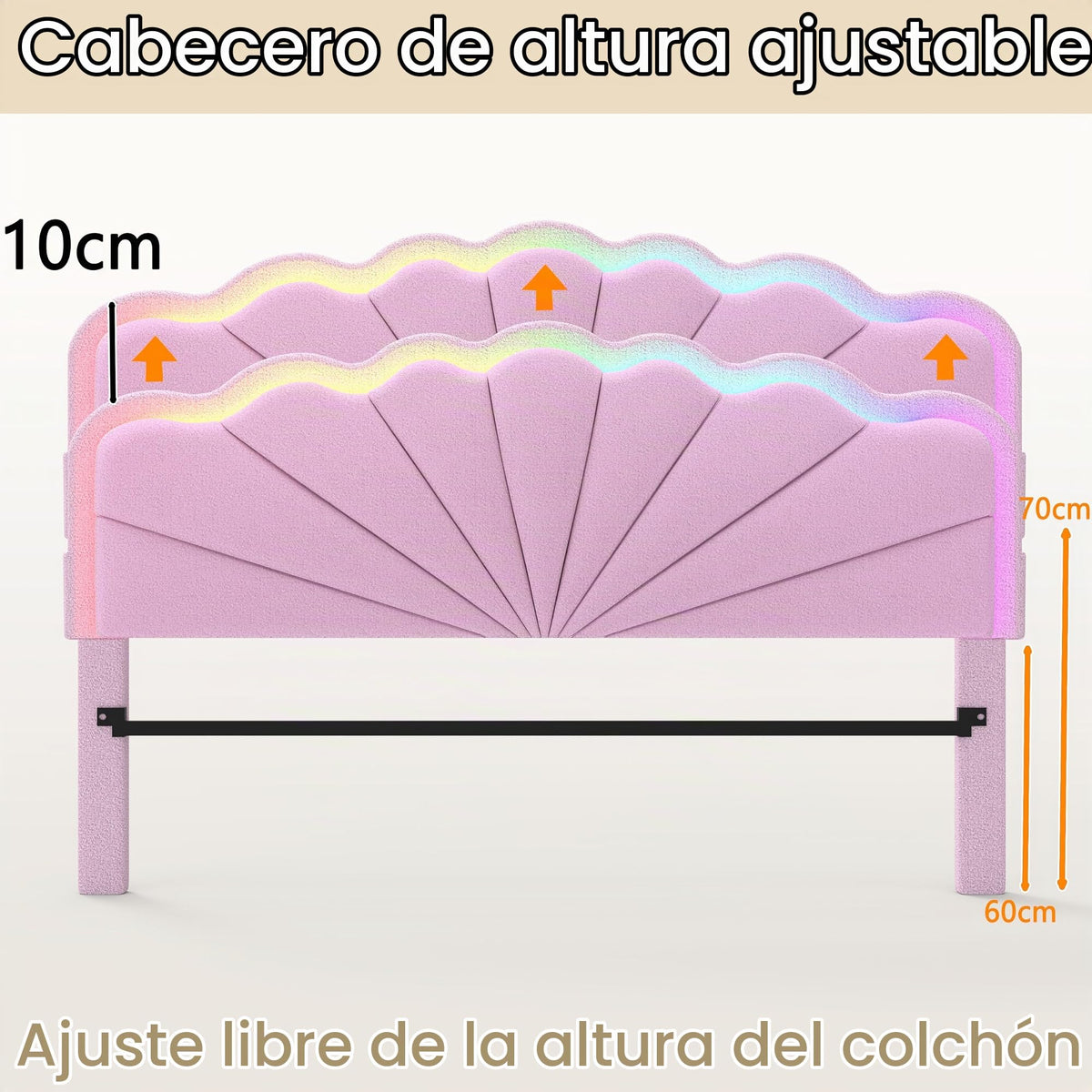 Armazón de Cama de Cuero 140x200cm con luz LED, Blanco
