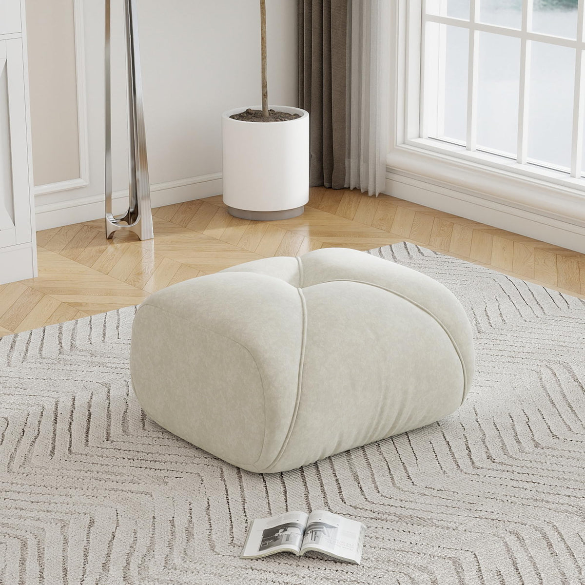 Sofá de esquina en forma de L de 4 plazas con reposapiés, sofá modular Cloud sin marcos de chenilla, sofá de estar suave, antideslizante, combinable de forma flexible, sin montaje, salón color