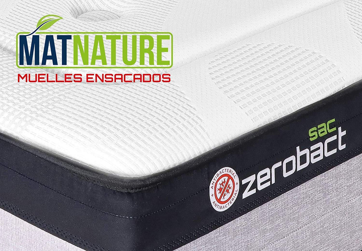 Matnature | Zerobact Sac | Colchón Viscoelástico | Muelles Ensacados | Gran Firmeza y Adaptabilidad Premium | Altura 30 cm | Antideslizante y Antibacterial (135 x 190 cm)