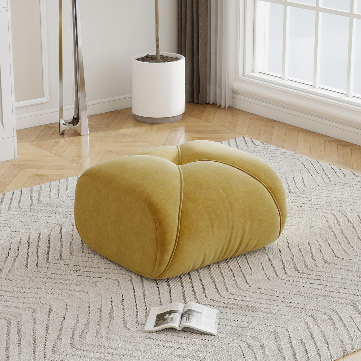 Sofá de esquina en forma de L de 4 plazas con reposapiés, sofá modular Cloud sin marcos de chenilla, sofá de estar suave, antideslizante, combinable de forma flexible, sin montaje, salón color