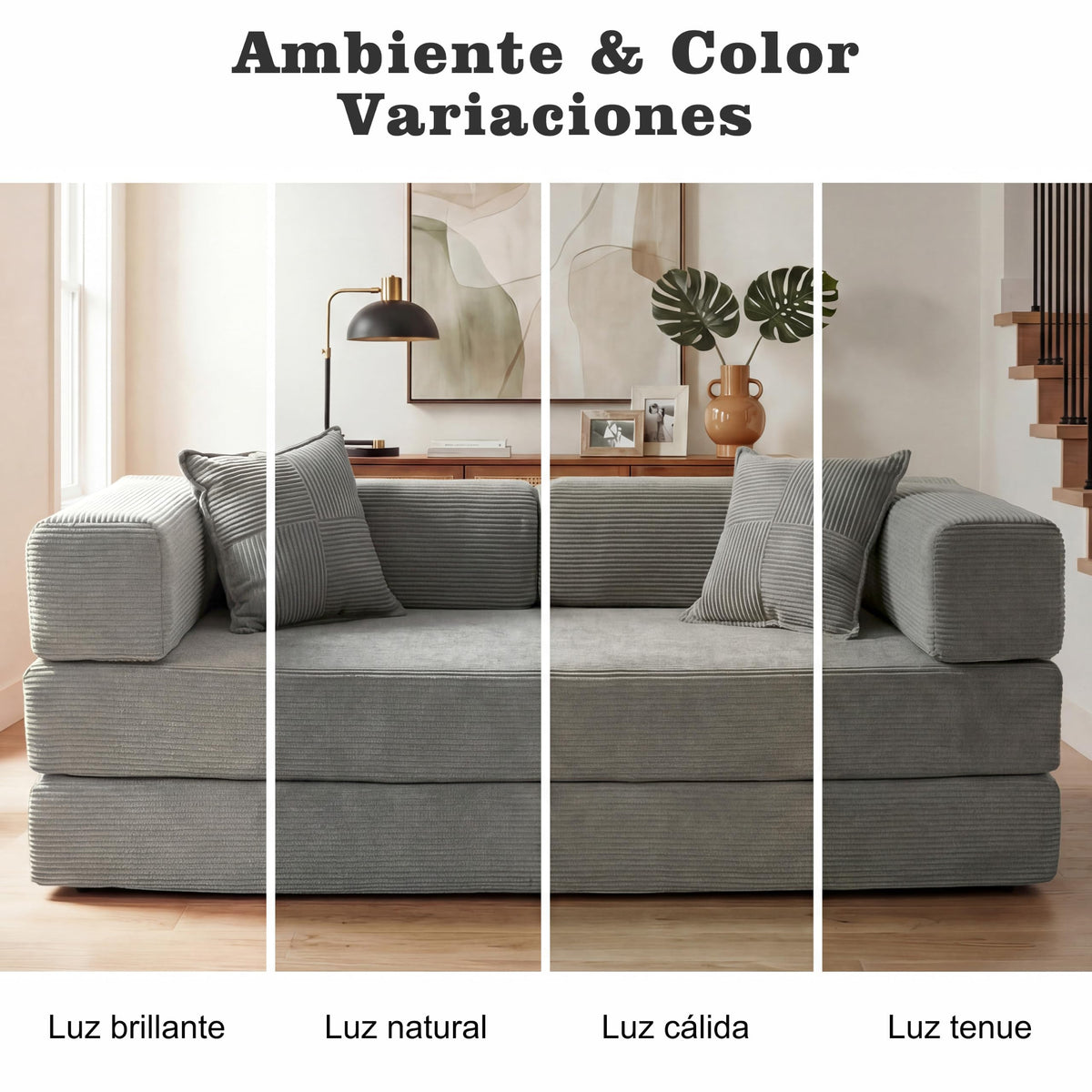 Vipbear Sofá Cama Pana 200×100×70 cm, sofá de Suelo transformable 5 en 1, Espuma de Alta Densidad, Apto para Mascotas y ergonómico, sin Montaje, Verde