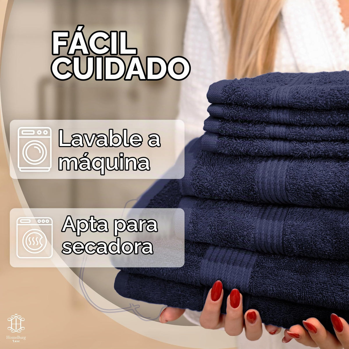Luxe Set de Toallas 100% Algodón - 8 Piezas, 3 tamaños (30×30, 40×70 y 65×137 cm) - Suaves, absorbentes y de fácil Cuidado, Blanco