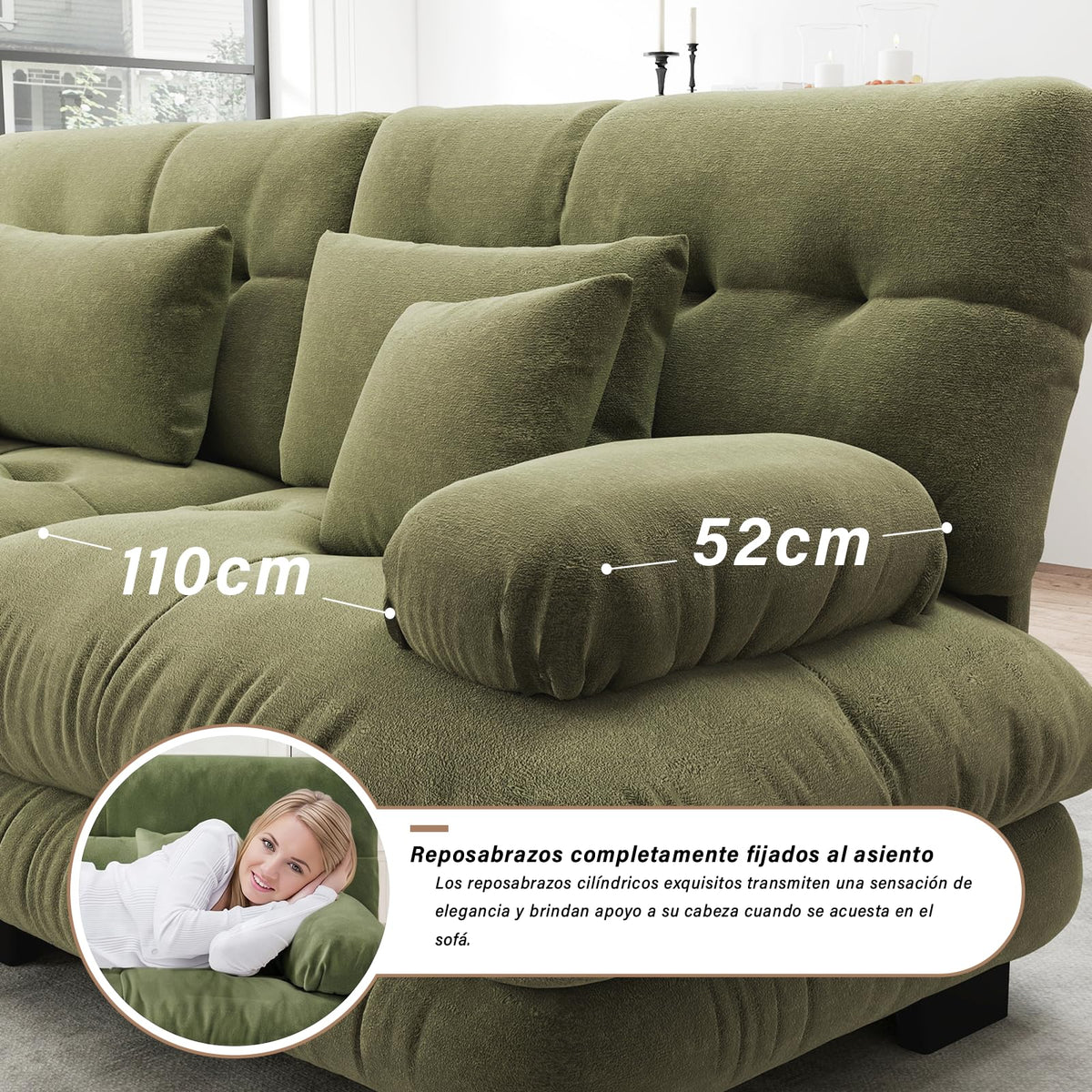 SoarFlash Sofá U Modular de 4 plazas para salón Moderno, sofá Nube de Tela Chenille con reposabrazos, Color Amarillo, 145×406 cm