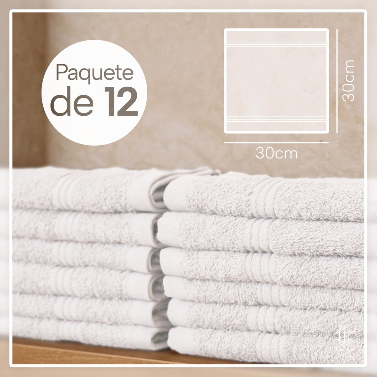 Luxe Set de 12 Toallas de Mano (Gants de Toilette) – 100% Algodón, Suaves & Absorbentes, Fáciles de Mantener, Premium para el Rostro, 30×30 cm, Verde Salvia