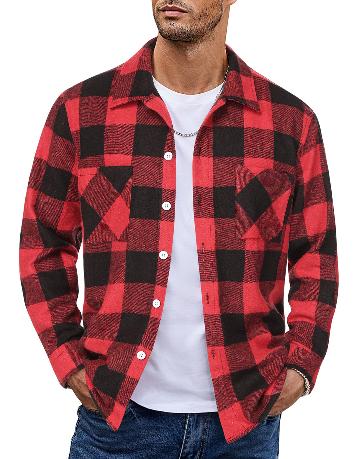 COOFANDY Sobrecamisa Hombre a Cuadros Chaqueta Leñador Casual