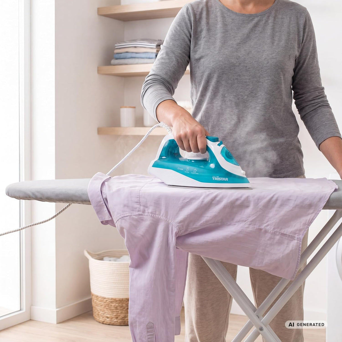 Tristar Plancha de Vapor, 2000 W, Suela de Cerámica, Ajustable, Vertical, Golpe hasta 70 g/min, Función de Autolimpieza, Depósito de Agua de 210 ml, Cable de 1,9 m, ST-8300, Azul