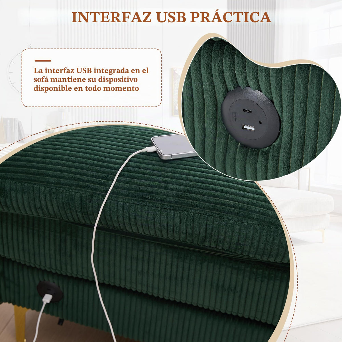 Sapgaks Sofá Seccional en U Moderno,Sofá 4 plazas,Mueble Acolchado de diseño Moderno,Tela de Chenilla (Beige)