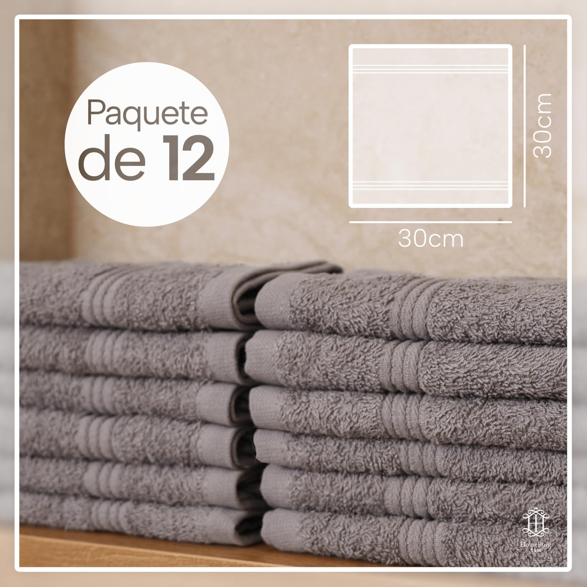 Luxe Set de 12 Toallas de Mano (Gants de Toilette) – 100% Algodón, Suaves & Absorbentes, Fáciles de Mantener, Premium para el Rostro, 30×30 cm, Verde Salvia