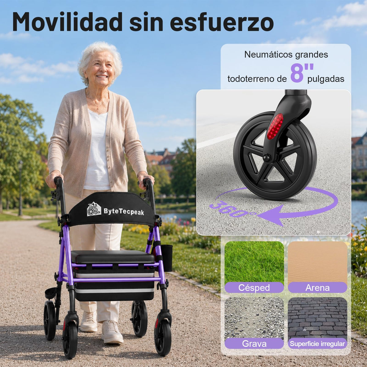 R4 Andador Plegable de 4 Ruedas con Asiento