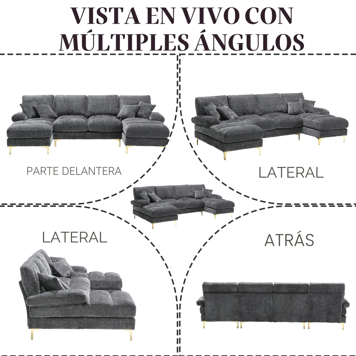 Sapgaks Sofá Seccional en U Moderno,Sofá 4 plazas,Mueble Acolchado de diseño Moderno,Tela de Chenilla (Beige)