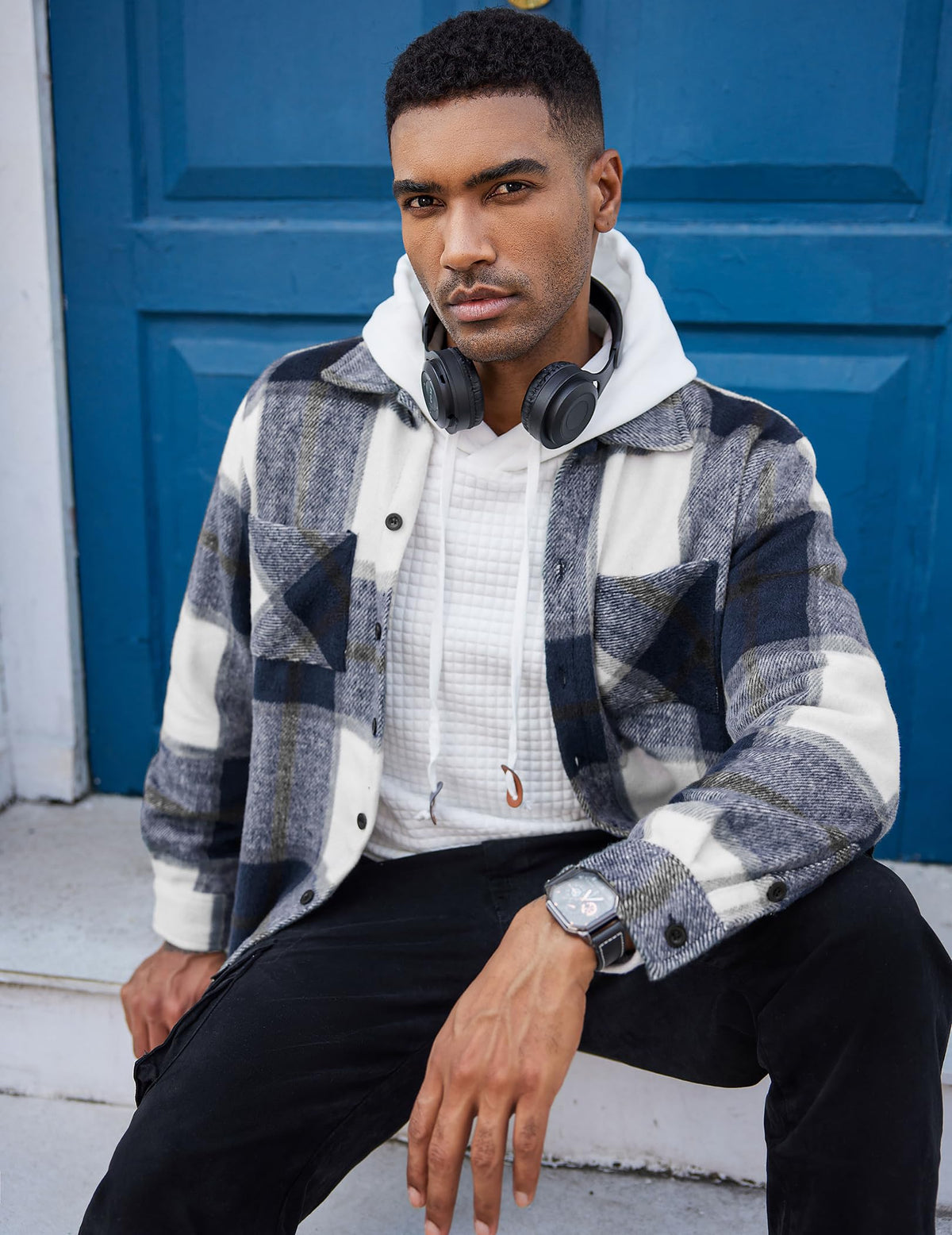 COOFANDY Sobrecamisa Hombre a Cuadros Chaqueta Leñador Casual